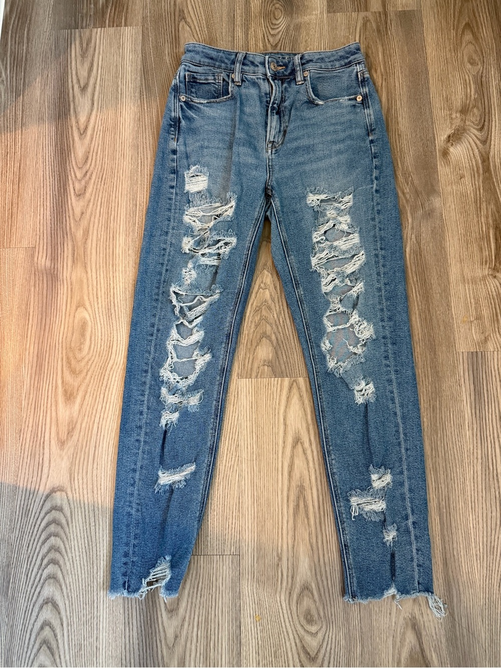 American Eagle Outfitters Ripped Skinny Jeans in Blue